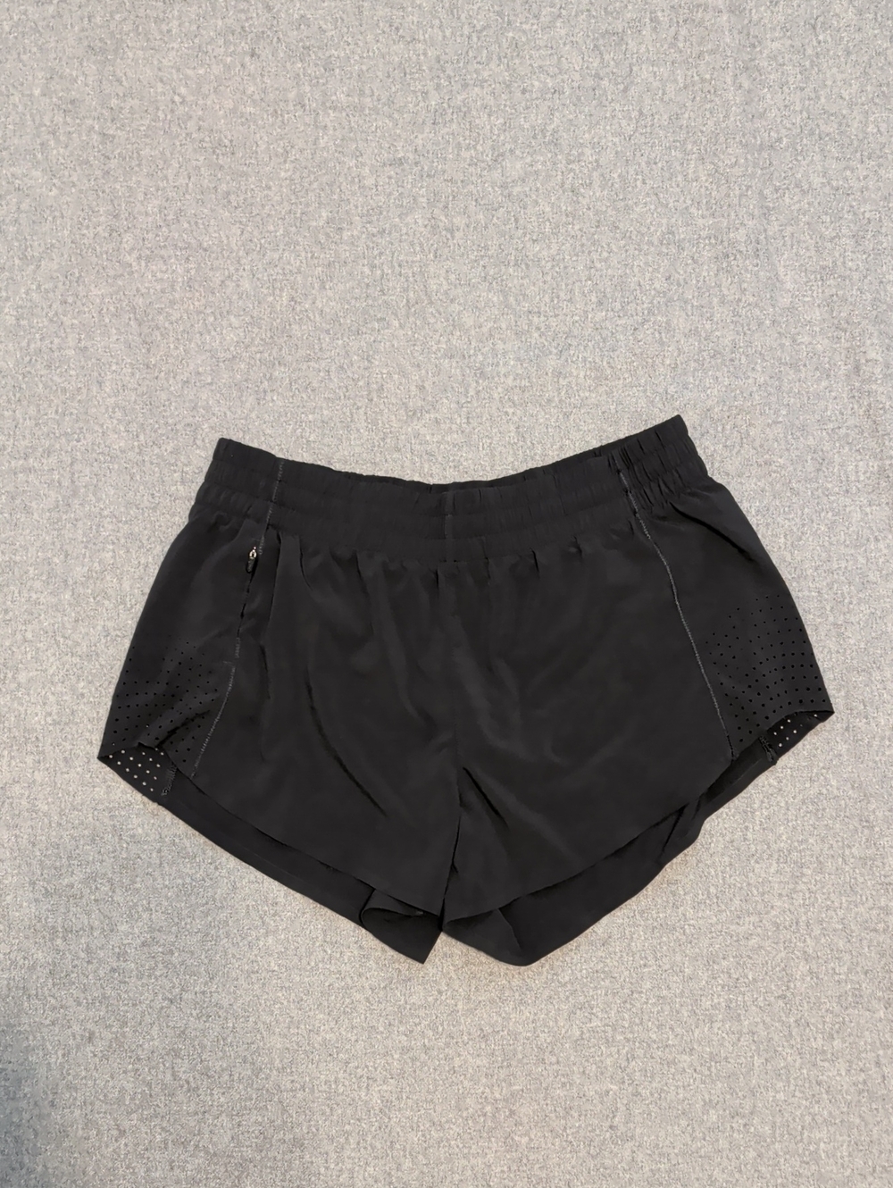 Athleta Black Women's Athletic Running Shorts with Perforated Side Panels